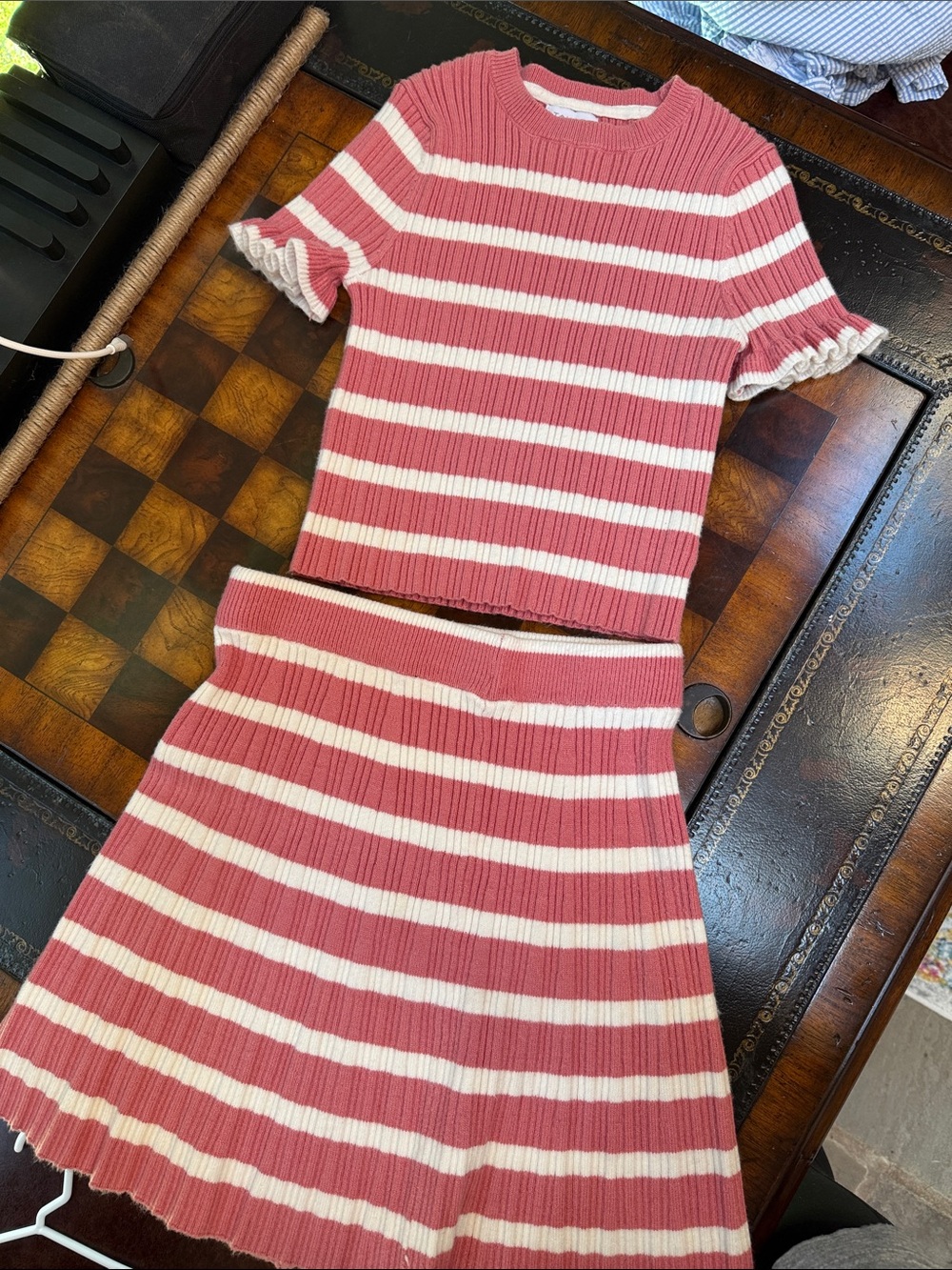 Tahari Pink & White Striped Knit Two-Piece Set for Girls